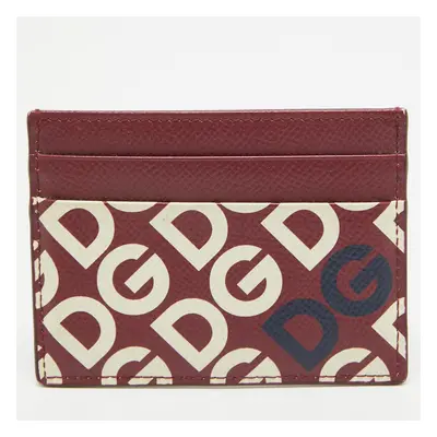 Dolce & Gabbana Burgundy DG Mania Leather Card Holder