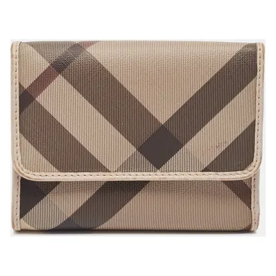 Burberry Grey Smoked Check PVC and Leather Trifold Wallet