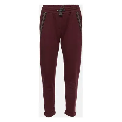 Brunello Cucinelli Burgundy Cotton Knit Pants