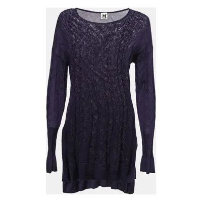 M Missoni Purple Chevron Patterned Wool Knitted Top