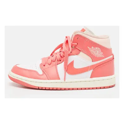 Air Jordans Pink/White Leather Jordan Mid Strawberries and Cream Sneakers Size