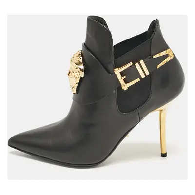 Versace Black Leather Medusa Head Ankle Booties Size