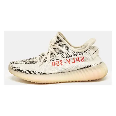 Yeezy x Adidas White/Black Knit Fabric Boost V2 Zebra Sneakers Size