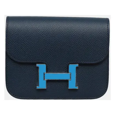 Hermes Blue Epsom Constance Slim Wallet