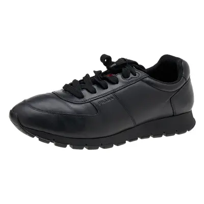 Prada Sport Black Leather Low Top Sneakers Size 43.5