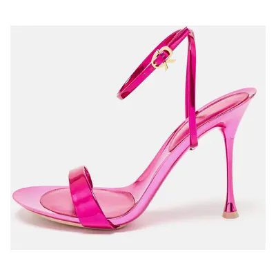 Gianvito Rossi Pink Patent Leather Spice Ribbon Sandals Size