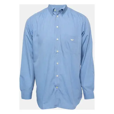 Emporio Armani Blue Cotton Full Sleeve Shirt