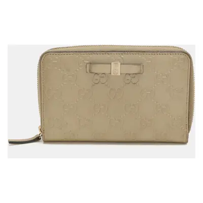 Gucci Gold Guccissima Leather Zip Around Wallet