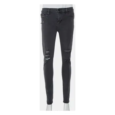 Hudson Dark Grey Denim Distressed Super Skinny Nico Jeans