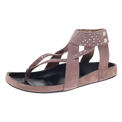 Isabel Marant Pink Suede Leather Ellan Studded Thong Flat Sandals Size