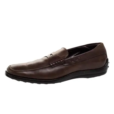 Tod's Dark Brown Leather Penny Loafers Size