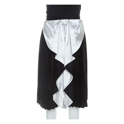 Givenchy Black Wool Contrast Bow Detail Pleated Skirt