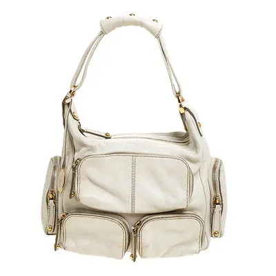 Tod's Cream Leather Zipped Pockets Satchel