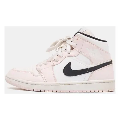 Air Jordans Pink/White Leather Jordan Mid Barely Rose Sneakers Size