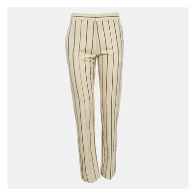 Isabel Marant Off White Striped Crepe Slim-Fit Trousers