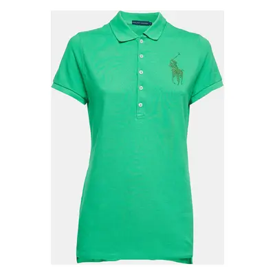 Ralph Lauren Green Cotton Glitter Logo Polo T-Shirt