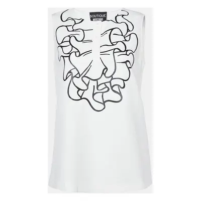 Boutique Moschino White Printed Crepe Sleeveless Top