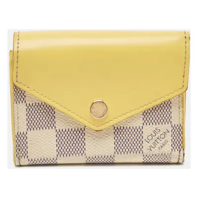 Louis Vuitton Jaune Pale Leather and Damier Azur Canvas Zoe Wallet