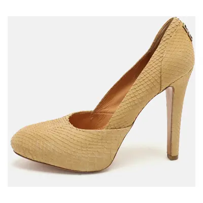 Givenchy Yellow Python Embossed Leather Platform Pumps Size