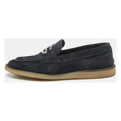 Dolce & Gabbana Navy Blue Suede Slip On Loafers Size