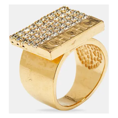 Carolina Herrera Crystal Gold Tone Ring Size