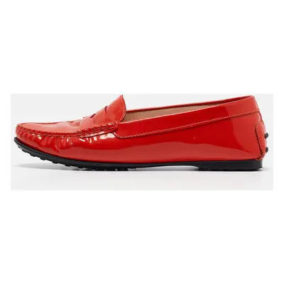 Tod's Red Patent Leather Gommino Loafers Size