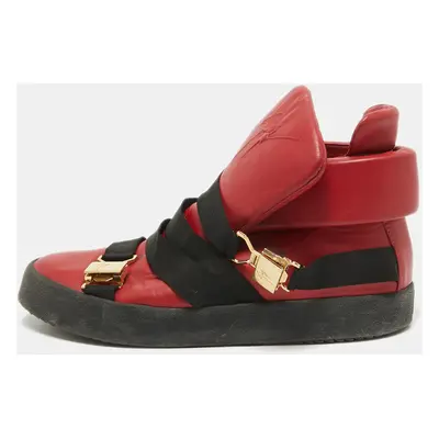 Giuseppe Zanotti Red Leather High Top Sneakers Size