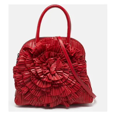 Valentino Red Leather Rosette Satchel