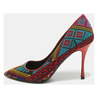 Nicholas Kirkwood Multicolor Mexican Embroidered Fabric Pointed Toe Pumps Size