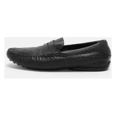 Gucci Black Guccissima Leather Penny Loafers Size 40.5