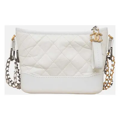 Chanel Quilted Leather Gabrielle Hobo Bag - '10s White Leather