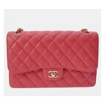 Chanel Pink Caviar Skin Matelasse Chain Shoulder Double Flap Bag