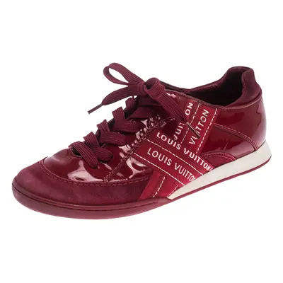 Louis Vuitton Red Patent Leather, Suede And Fabric Logo Sneakers Size