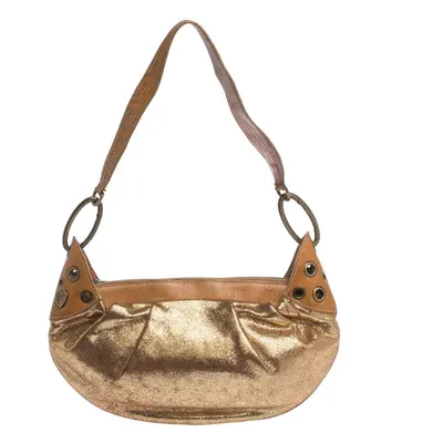 Moschino Gold Iridescent Leather Shoulder Bag