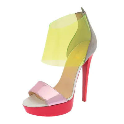 Christian Louboutin Multicolor Leather And PVC Dufoura Platform Sandals Size