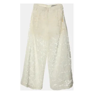 Valentino Cream Lace Wide Leg Trouser