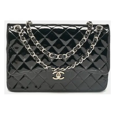 Chanel Black Quilted Patent Leather Jumbo Classic Double Flap Bag