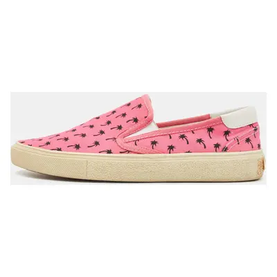 Saint Laurent Pink Canvas Slip On Sneakers Size