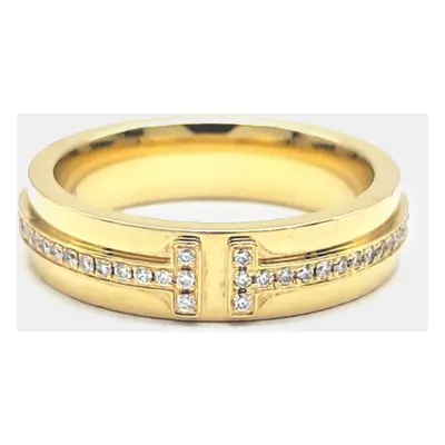 Tiffany & Co. 18K Yellow Gold 0.13Ct Diamond T Narrow Diamond Ring EU