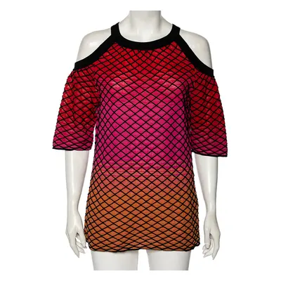 M Missoni Multicolor Textured Knit Cold Shoulder Top