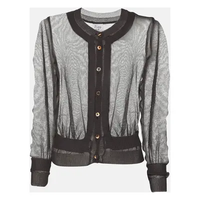 Moschino Cheap and Chic Grey Mesh Front Button Top