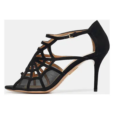 Charlotte Olympia Black Cutout Suede And Mesh Lotte Sandals Size