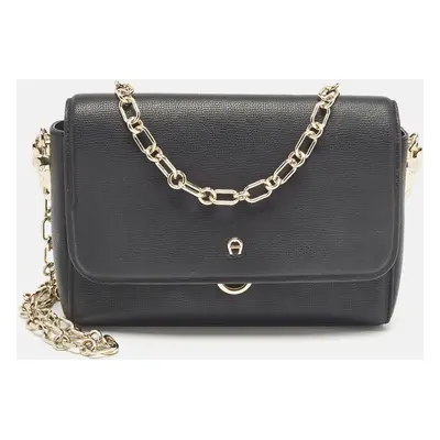 Aigner Black Leather Grazia Shoulder Bag