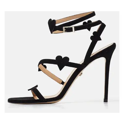 Mach & Mach Black Suede Petit Coeur Sandals Size