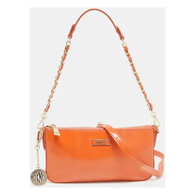 DKNY Orange Patent Leather Crossbody Bag