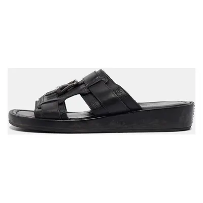 Dolce & Gabbana Black Leather Slide Sandals Size 40.5