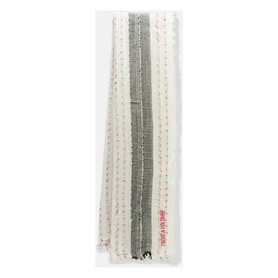 Zadig & Voltaire White Wool Blend Tanael Beads Scarf