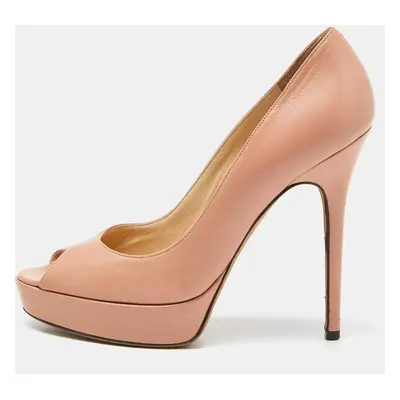 Jimmy Choo Pink Leather Luna Peep Toe Platform Pumps Size