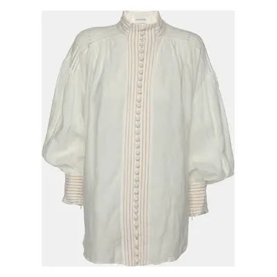 Zimmermann Ivory Ramie Corsage Linear Blouse