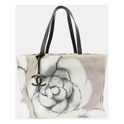 Chanel Large Camellia Printed Canvas Shopper Tote